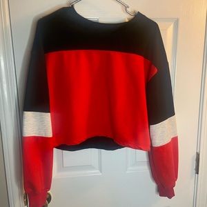Red and black cropped pull over
